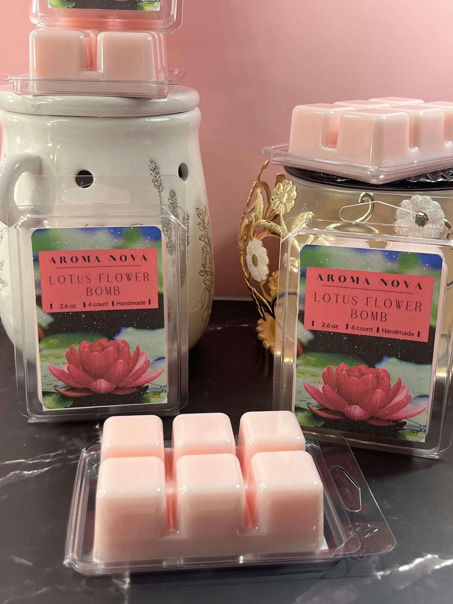 Lotus Flower Bomb | Strong Scented Soy Wax Melt | Long Lasting Floral Scent, Non-toxic Wax Tarts, Home Fragrance Essentials