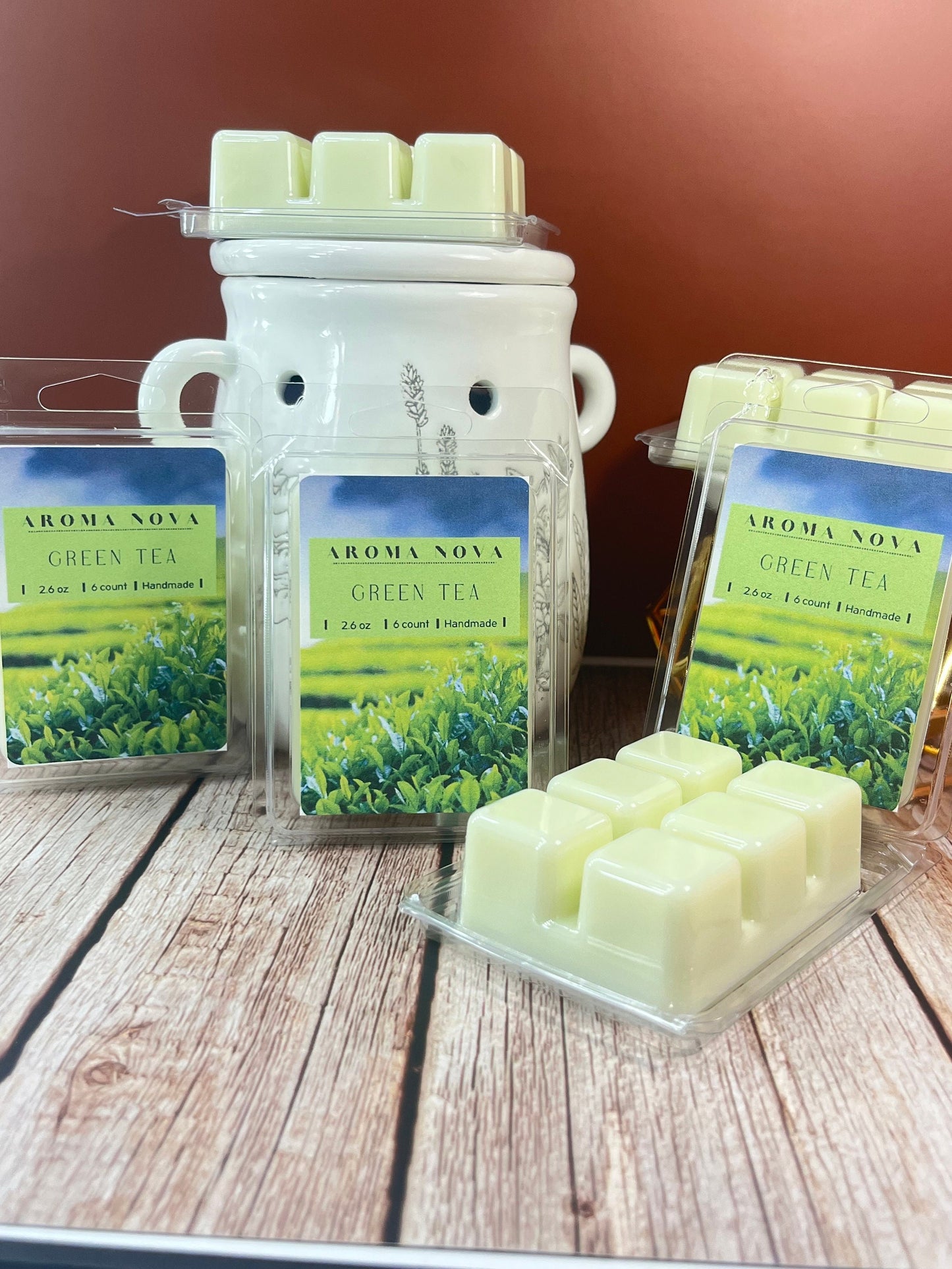 Green Tea| Strong Scented Herbal Soy Wax Melt | Long Lasting Scent, Non-toxic Wax Tarts, Home Fragrance Essentials