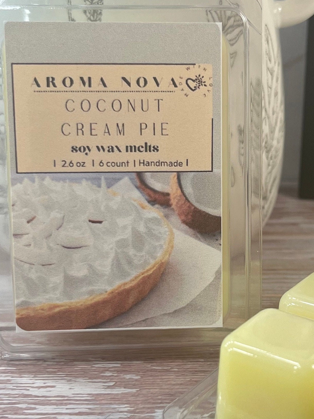 Coconut Cream Pie| Strong Scented Soy Wax Melt, Non-toxic Wax Tarts, Home Fragrance Essentials, Baked Goods Type Scent, Best Selling Melt