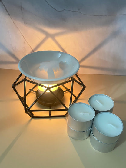Wax Warmer| Black| Includes 6 Tealight Candles & Wax Sample