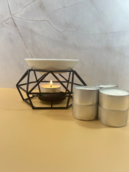 Wax Warmer| Black| Includes 6 Tealight Candles & Wax Sample