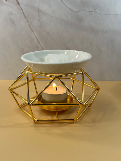 Gold Wax Warmer| Includes 6 Tealight Candles & Wax Sample