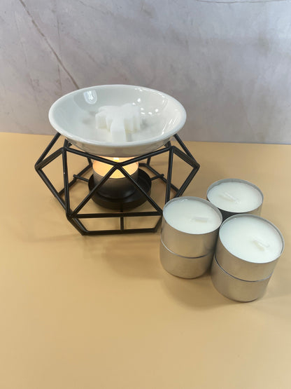 Wax Warmer| Black| Includes 6 Tealight Candles & Wax Sample