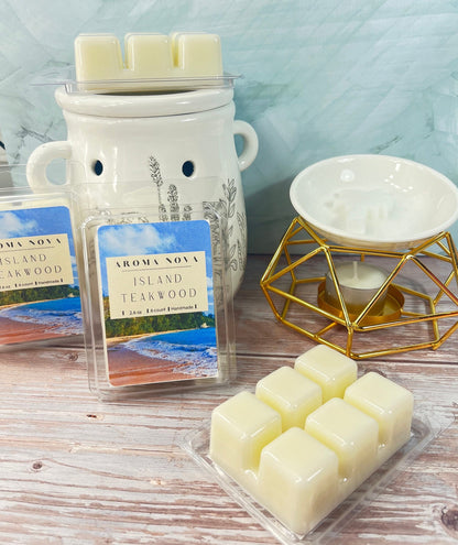 Island Teakwood | Tropical / Woody Scented Wax Melt| Strong Scented and Long Lasting, Non-toxic Wax Tarts, Home Fragrance Essentials