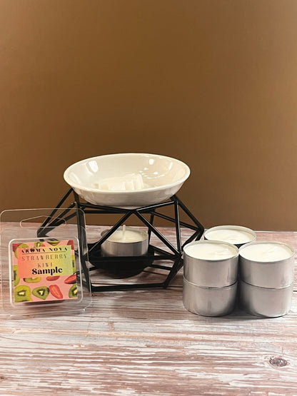 Wax Warmer| Black| Includes 6 Tealight Candles & Wax Sample