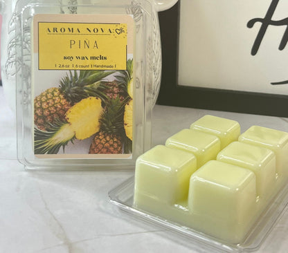 PIÑA| Pineapple Soy Wax Melt Strong Scented Long Lasting Melt, Non-toxic Wax Tarts, Home Fragrance Essentials