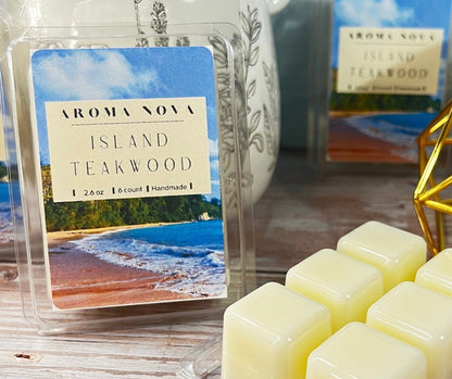 Island Teakwood | Tropical / Woody Scented Wax Melt| Strong Scented and Long Lasting, Non-toxic Wax Tarts, Home Fragrance Essentials