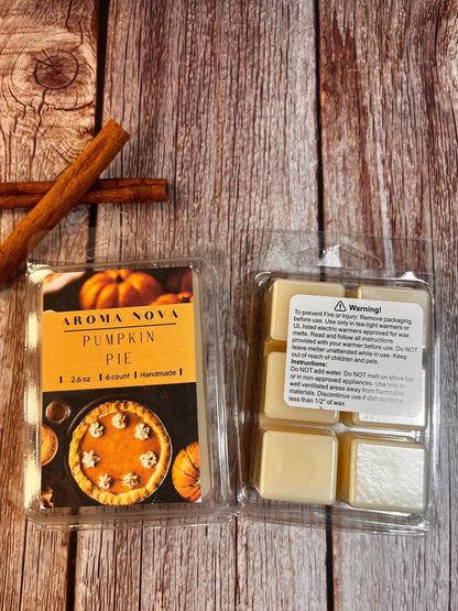 Pumpkin Pie |Holiday Fragrance| Strong scented soy wax melt long lasting home fragrance, Non-toxic Wax Tarts, Home Fragrance Essentials