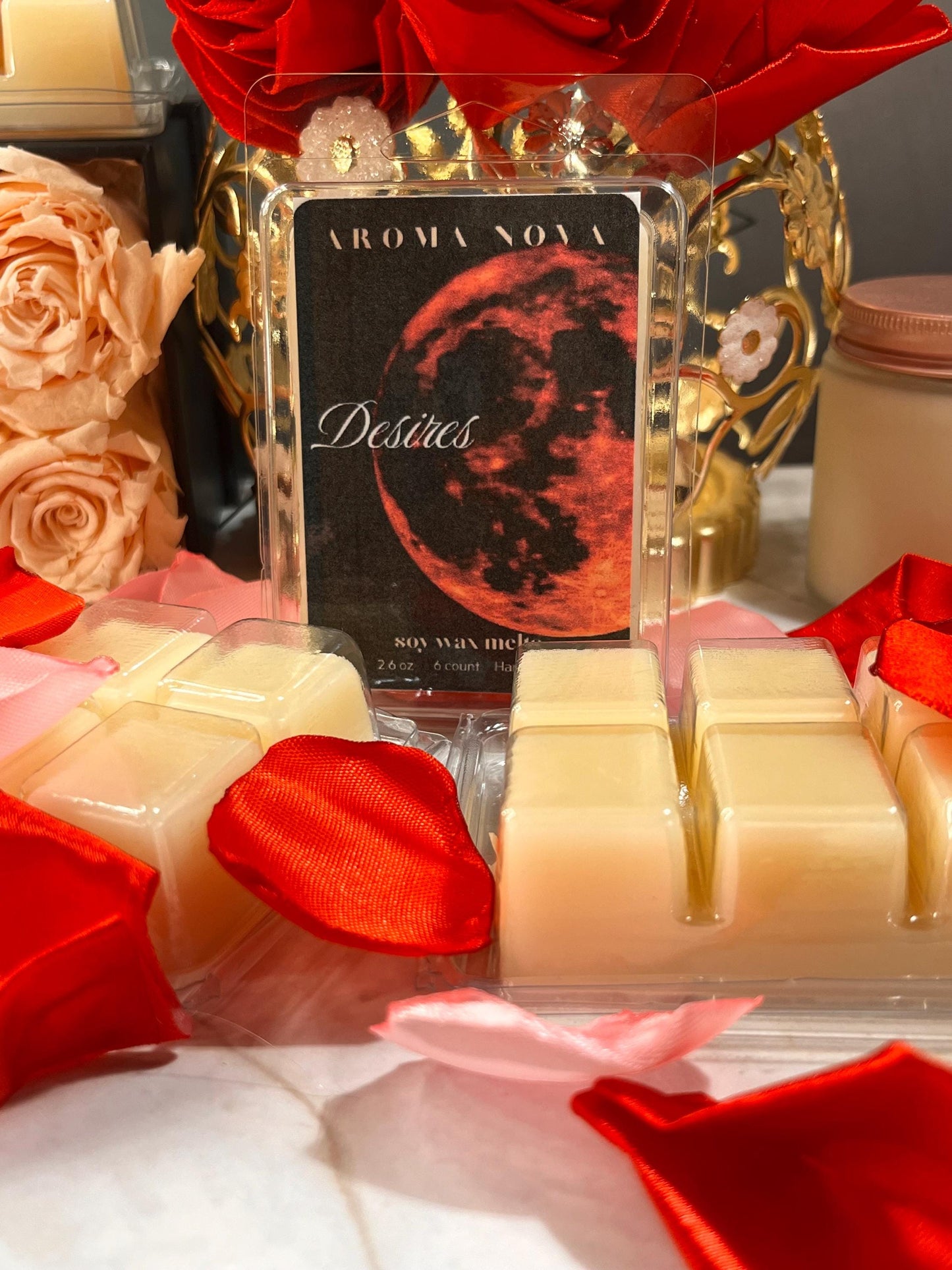 Desires |Valentine's Day Fragrance |Dark Romance Melts| Strong scented soy wax melt long lasting home fragrance, Non-toxic Wax Tarts