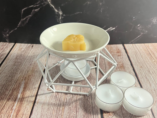 White Wax Warmer| Includes 3 Tealight Candles & Wax Sample