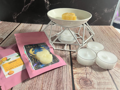 White Wax Warmer| Includes 3 Tealight Candles & Wax Sample