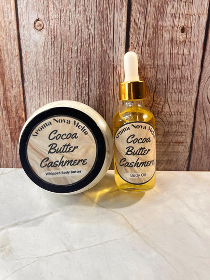 Cocoa Butter Cashmere Whipped Body Butter and Body Oil Gift Set Bundle