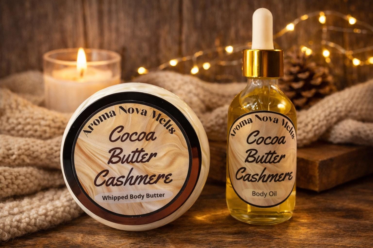Cocoa Butter Cashmere Whipped Body Butter and Body Oil Gift Set Bundle